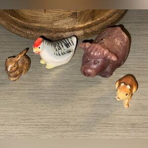 4 Piece Count LOT Bundle Trinkets Farm Animal Home Decor Chicken Cow Rabbit